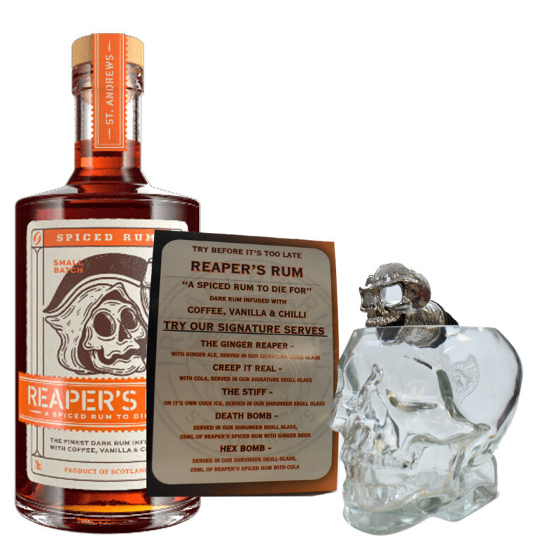Reaper's Rum w- Skull Glass pourer and POS