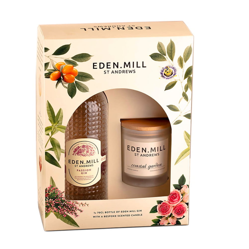 Eden Mill Passion Gin 70cl Candle Gift Set Select Drams